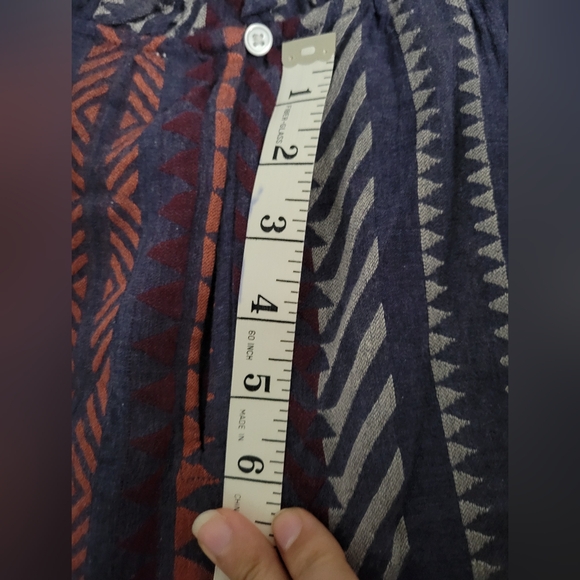 Loft Aztec Print Ruffle Cap Sleeves and Mock Neck Keyhol Back Tank Top - Picture 6 of 7